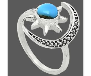 Adjustable Star Moon - Sleeping Beauty Turquoise Ring size-8 SDR243031 R-1015, 6x6 mm