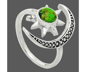 Adjustable Star Moon - Green Matrix Turquoise Ring size-7 SDR243057 R-1015, 6x6 mm