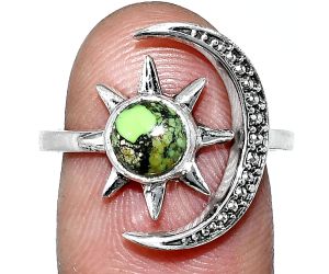 Adjustable Star Moon - Green Matrix Turquoise Ring size-8 SDR243059 R-1015, 6x6 mm