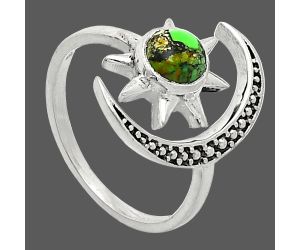 Adjustable Star Moon - Green Matrix Turquoise Ring size-8 SDR243059 R-1015, 6x6 mm
