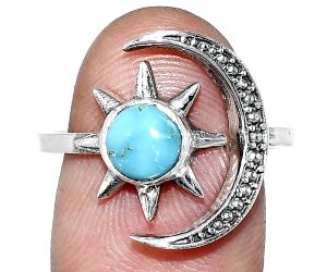 Adjustable Star Moon - Natural Rare Turquoise Nevada Aztec Mt Ring size-8 SDR243061 R-1015, 6x6 mm