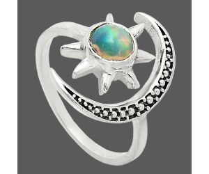 Adjustable Star Moon - Ethiopian Opal Ring size-7.5 SDR243073 R-1015, 6x6 mm