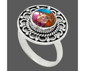 Kingman Pink Dahlia Turquoise Ring size-8 SDR243100 R-1256, 9x9 mm