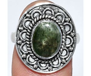 Green Moss Agate Ring size-8 SDR243110 R-1256, 8x10 mm