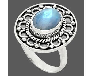 Rainbow Moonstone Checker Ring size-6 SDR243119 R-1256, 8x10 mm