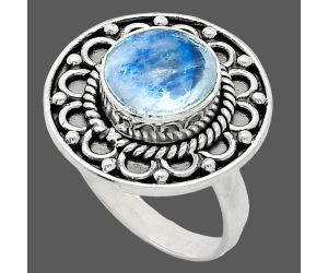 Faceted Rainbow Moonstone Ring size-6 SDR243120 R-1256, 9x9 mm