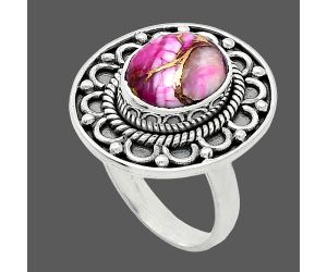 Kingman Pink Dahlia Turquoise Ring size-6 SDR243129 R-1256, 8x10 mm