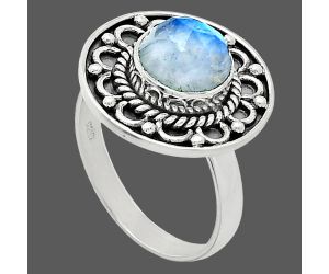 Rainbow Moonstone Checker Ring size-8 SDR243153 R-1256, 9x9 mm