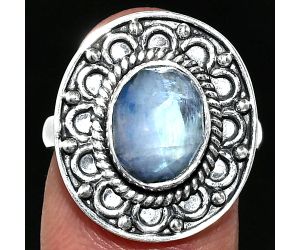 Rainbow Moonstone Checker Ring size-7.5 SDR243154 R-1256, 8x10 mm