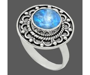 Faceted Rainbow Moonstone Ring size-7.5 SDR243156 R-1256, 9x9 mm