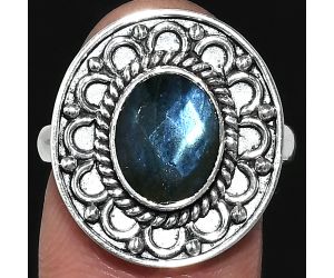 Blue Fire Labradorite Checker Ring size-8 SDR243160 R-1256, 8x10 mm