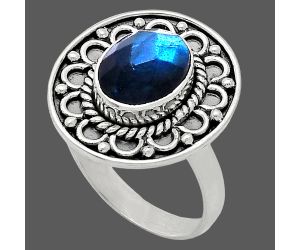 Blue Fire Labradorite Checker Ring size-8 SDR243160 R-1256, 8x10 mm