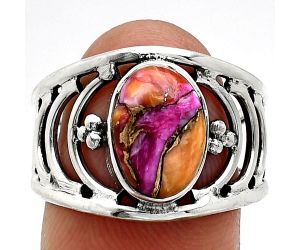 Kingman Orange Dahlia Turquoise Ring size-8 SDR243161 R-1379, 8x11 mm