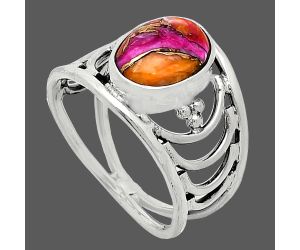 Kingman Orange Dahlia Turquoise Ring size-8 SDR243161 R-1379, 8x11 mm