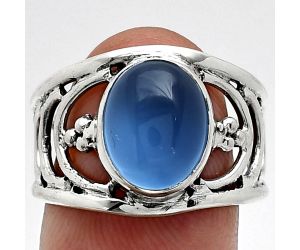 Blue Chalcedony Ring size-8 SDR243169 R-1379, 9x11 mm