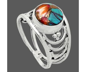 Kingman Orange Dahlia Turquoise Ring size-8 SDR243184 R-1379, 10x10 mm