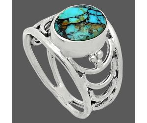 Lucky Charm Tibetan Turquoise Ring size-8 SDR243200 R-1379, 9x11 mm