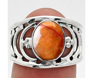 Kingman Orange Dahlia Turquoise Ring size-7 SDR243204 R-1379, 8x10 mm