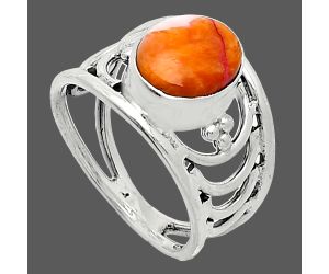 Kingman Orange Dahlia Turquoise Ring size-7 SDR243204 R-1379, 8x10 mm