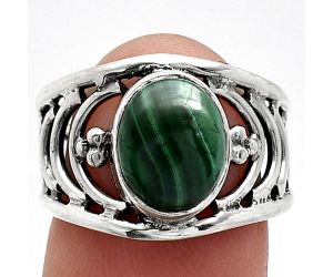 Malachite Eye Ring size-6.5 SDR243206 R-1379, 8x10 mm