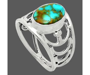 Natural Rare Turquoise Nevada Aztec Mt Ring size-8.5 SDR243212 R-1379, 8x12 mm