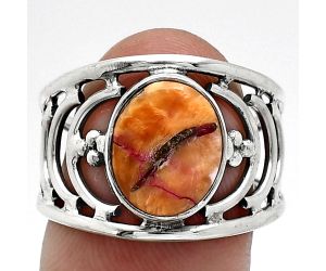 Kingman Orange Dahlia Turquoise Ring size-8 SDR243220 R-1379, 9x11 mm