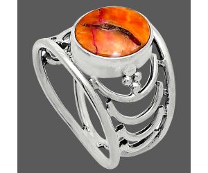 Kingman Orange Dahlia Turquoise Ring size-8 SDR243220 R-1379, 9x11 mm