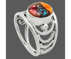 Kingman Orange Dahlia Turquoise Ring size-6 SDR243224 R-1379, 8x10 mm