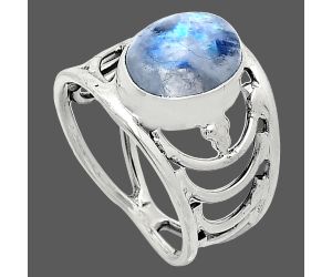 Rainbow Moonstone Ring size-8 SDR243230 R-1379, 9x12 mm