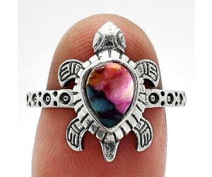 Tortoise - Kingman Pink Dahlia Turquoise Ring size-8.5 SDR243235 R-1076, 6x8 mm