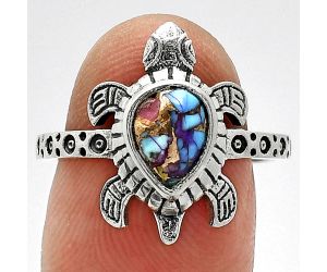 Tortoise - Kingman Purple Dahlia Turquoise Ring size-8.5 SDR243236 R-1076, 6x8 mm