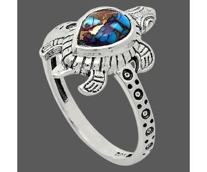 Tortoise - Kingman Purple Dahlia Turquoise Ring size-8.5 SDR243236 R-1076, 6x8 mm