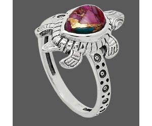 Tortoise - Kingman Pink Dahlia Turquoise Ring size-7 SDR243241 R-1076, 6x8 mm