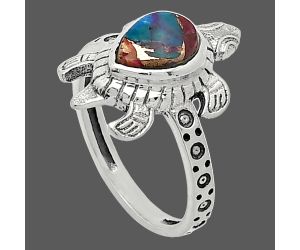 Tortoise - Kingman Pink Dahlia Turquoise Ring size-6 SDR243243 R-1076, 6x8 mm