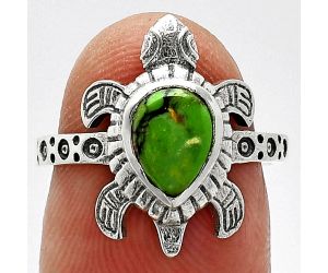 Tortoise - Green Matrix Turquoise Ring size-6 SDR243245 R-1076, 6x8 mm