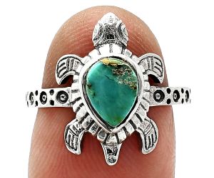 Tortoise - Kingman Copper Teal Turquoise Ring size-7 SDR243247 R-1076, 6x8 mm