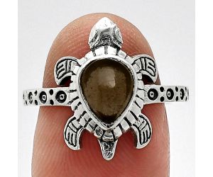 Tortoise - Smoky Quartz Ring size-8 SDR243248 R-1076, 6x8 mm