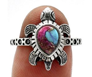 Tortoise - Kingman Pink Dahlia Turquoise Ring size-8.5 SDR243252 R-1076, 6x8 mm