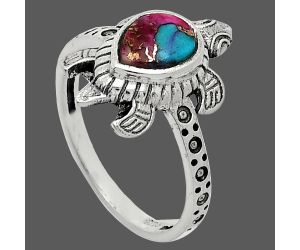 Tortoise - Kingman Pink Dahlia Turquoise Ring size-8.5 SDR243252 R-1076, 6x8 mm