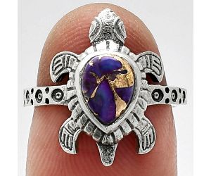 Tortoise - Copper Purple Turquoise Ring size-6 SDR243256 R-1076, 6x8 mm