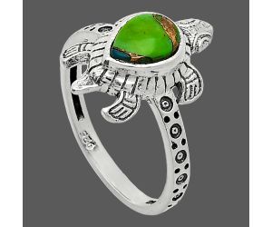 Tortoise - Copper Green Turquoise Ring size-8.5 SDR243260 R-1076, 6x8 mm