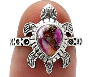 Tortoise - Kingman Pink Dahlia Turquoise Ring size-6 SDR243262 R-1076, 6x8 mm