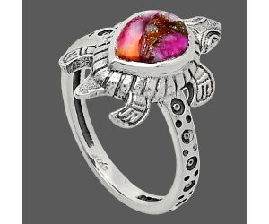 Tortoise - Kingman Pink Dahlia Turquoise Ring size-6 SDR243262 R-1076, 6x8 mm