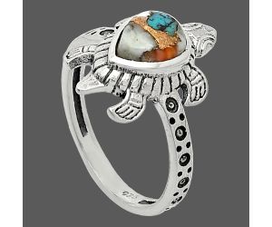 Tortoise - Spiny Oyster Turquoise Ring size-7.5 SDR243263 R-1076, 6x8 mm