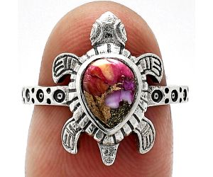 Tortoise - Kingman Pink Dahlia Turquoise Ring size-7 SDR243265 R-1076, 6x8 mm