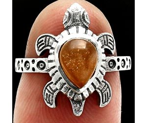 Tortoise - Sunstone Ring size-6 SDR243270 R-1076, 6x8 mm