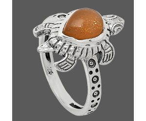 Tortoise - Sunstone Ring size-6 SDR243270 R-1076, 6x8 mm