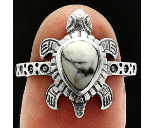 Tortoise - Authentic White Buffalo Turquoise Nevada Ring size-7 SDR243271 R-1076, 6x8 mm