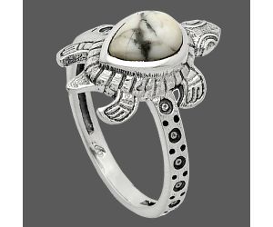 Tortoise - Authentic White Buffalo Turquoise Nevada Ring size-7 SDR243271 R-1076, 6x8 mm