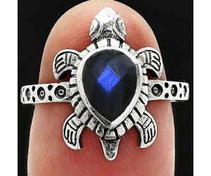 Tortoise - Blue Fire Labradorite Checker Ring size-7 SDR243277 R-1076, 6x8 mm